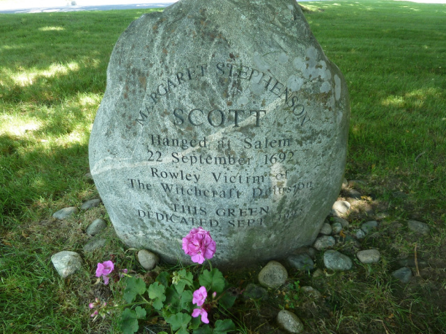 Rock recognizing Margaret Stevenson Scott in Rowley, MA. where she was from.